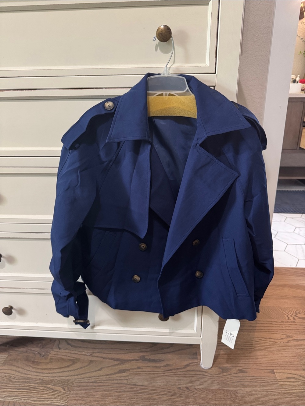 Tailored Cropped Trench Coat in Deep Blue